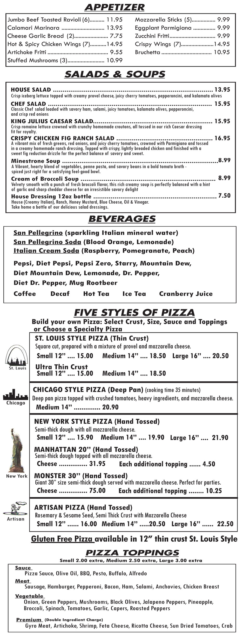 Talayna's Italian Restaurant Carryout Menu 1